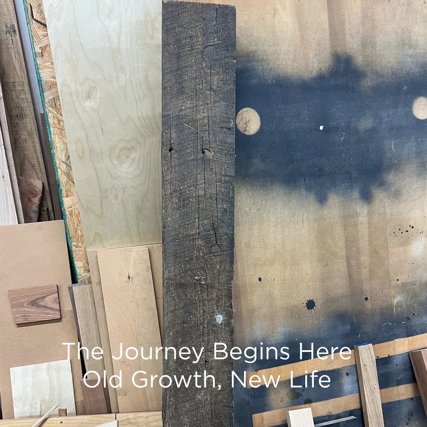 Original reclaimed heart pine beam before becoming a farmhouse menorah, capturing the heritage wood’s story and farmhouse roots.