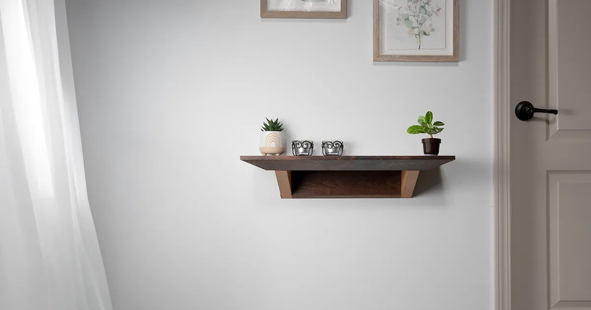 walnut and beech floating console table