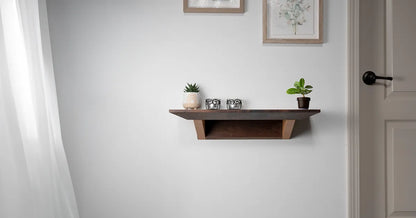 walnut and beech floating console table