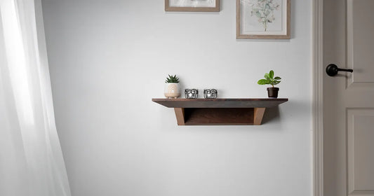 walnut and beech floating console table