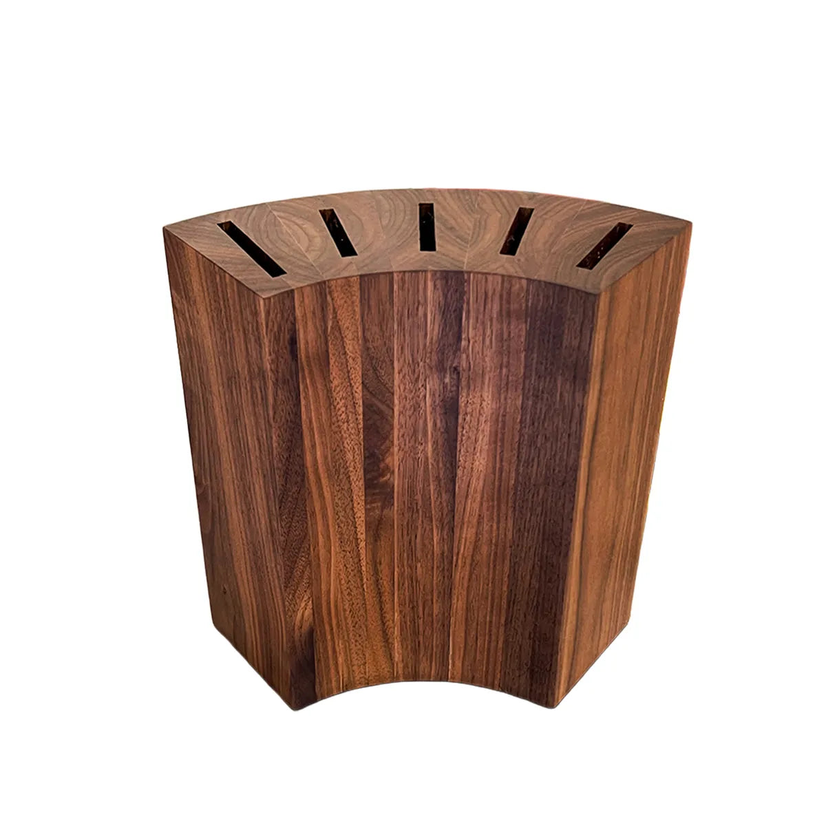 Roundabout mid-century modern walnut knife block, handcrafted one at a time.