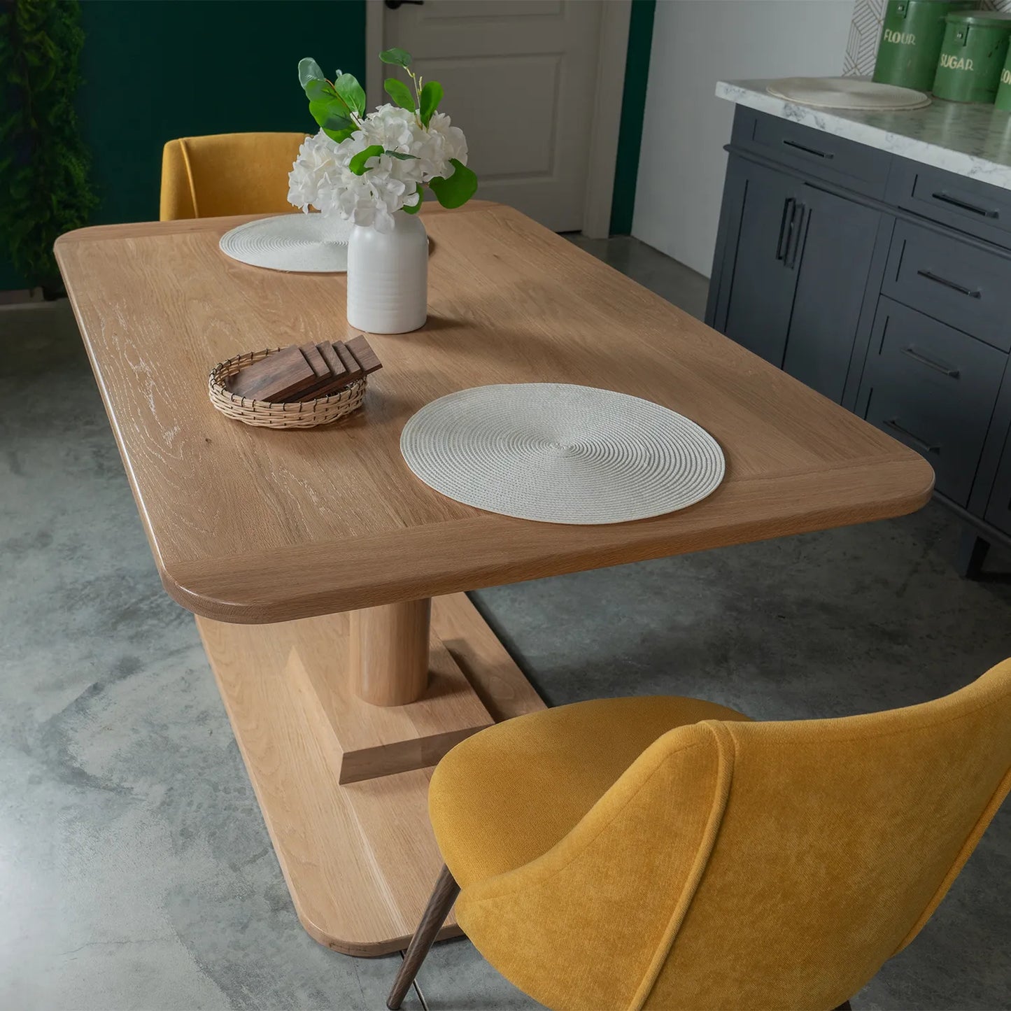 handmade-pedestal-kitchen-table-natural-oak