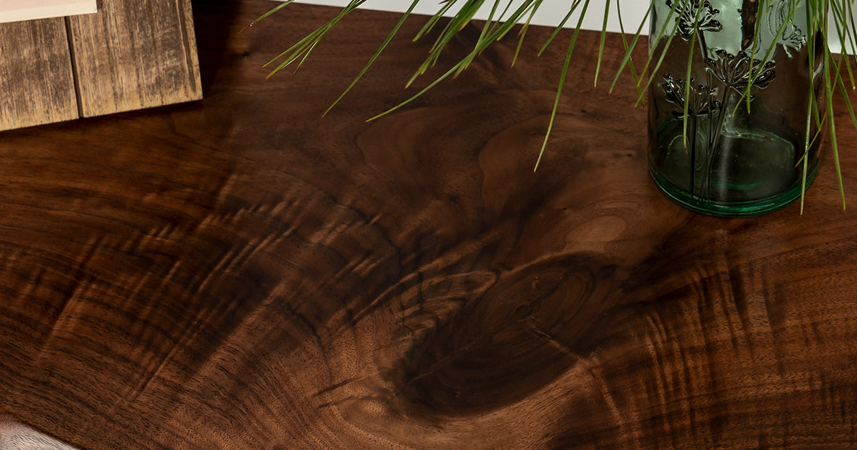 a stunning piece of walnut made into a floating console