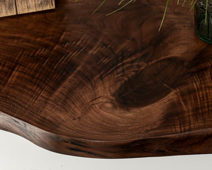 stunning walnut grain detail in our floating table