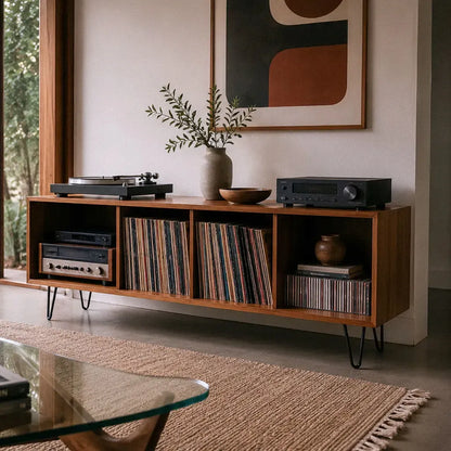 a custom version of the Mid Century Modern Media Center - sweet caroline in cherry