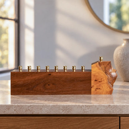 Unique Walnut & Burl Menorah – Piece of My Heart