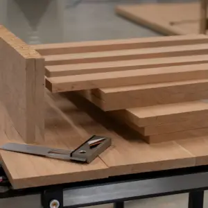 Dovetails and Stitches stack of cherry for the mid century modern desk