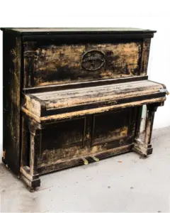 A piano makes an awesome computer desk and custom computer case