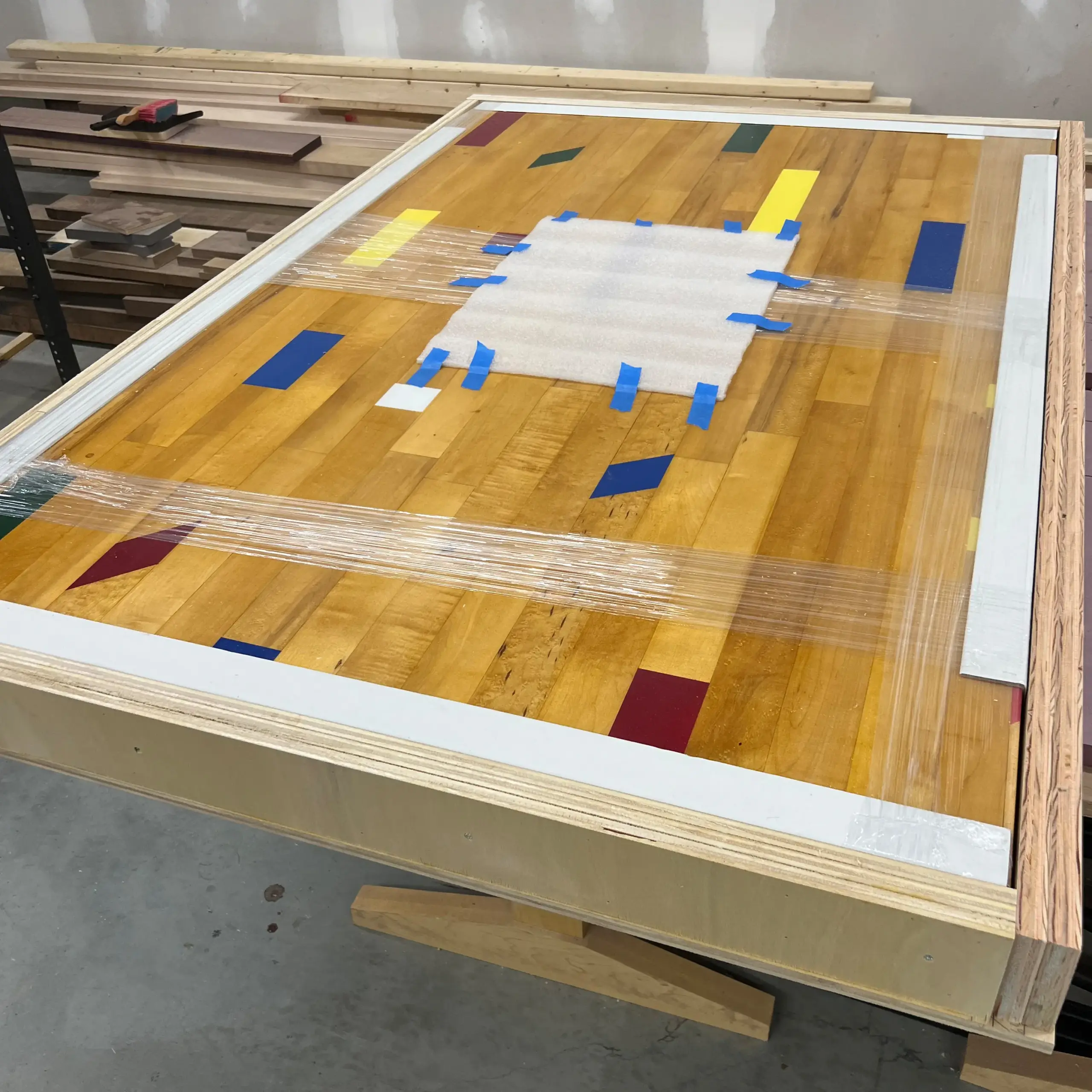 reclaimed gym floor table - custom shipping